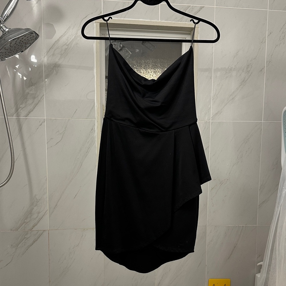 Strapless Black Woman’s Mini Dress
